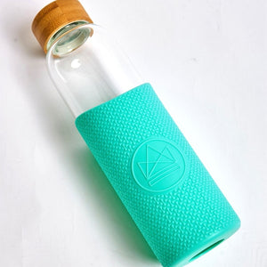 Glass Water Bottle - Turquoise