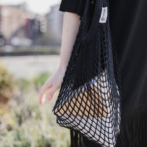 Organic Long Handled String Bag - Black
