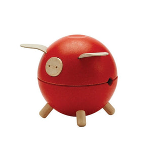 PlanToys Wooden Piggy Bank - Red