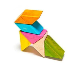 Tegu Pocket Pouch Prism Magnetic Wooden Blocks - 6 Pieces (Sunset)