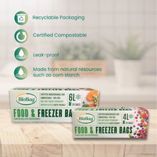 Load image into Gallery viewer, Eco Green Living Certified Compostable Food &amp; Freezer Bags - 4 Litre (25 Pack)
