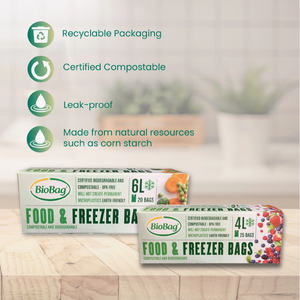 Eco Green Living Certified Compostable Food & Freezer Bags - 6 Litre (20 Pack)