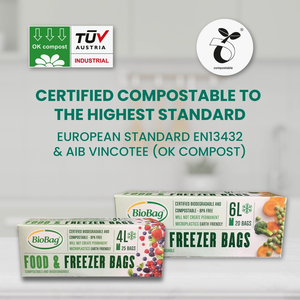 Eco Green Living Certified Compostable Food & Freezer Bags - 4 Litre (25 Pack)