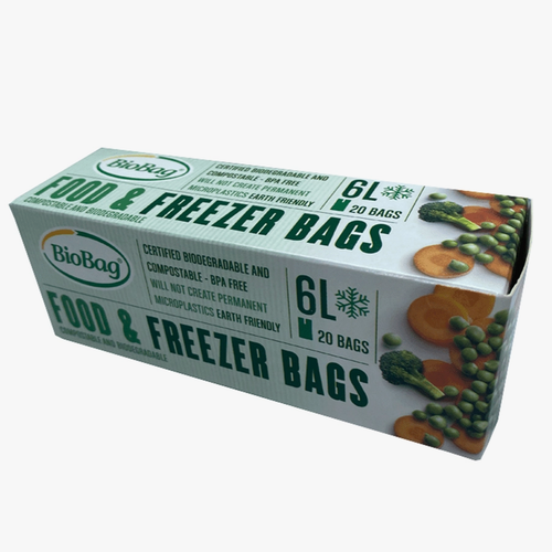 Eco Green Living Certified Compostable Food & Freezer Bags - 6 Litre (20 Pack)