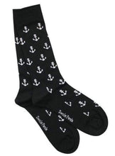 Load image into Gallery viewer, Black Anchor Bamboo Socks - Size 7-11