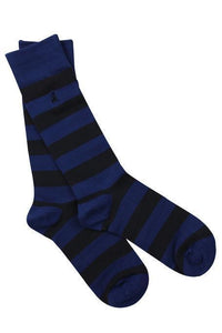 Charcoal Grey Striped Bamboo Socks - Size 4-7