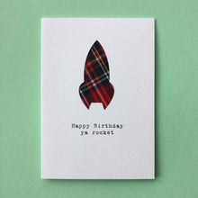 Load image into Gallery viewer, &#39;Happy Birthday Ya Rocket&#39; Tartan Greetings Card