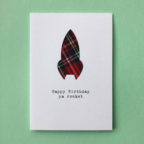 'Happy Birthday Ya Rocket' Tartan Greetings Card