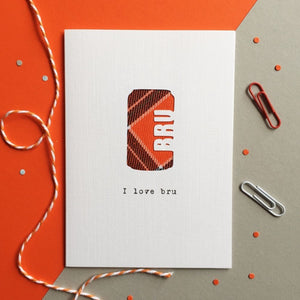'I Love Bru' Tartan Greetings Cards