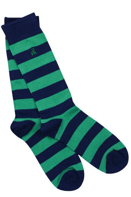 Lime Green Striped Bamboo Socks - Size 7-11