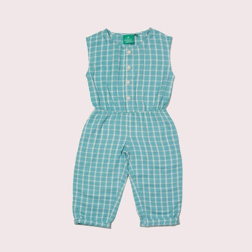 Blue Sky Check Cropped Summer Jumpsuit