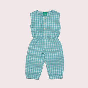 Blue Sky Check Cropped Summer Jumpsuit