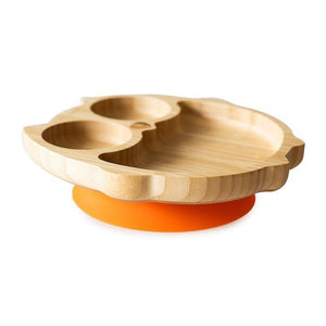 Bamboo Suction Owl Toddler Plate - Orange *Reduced to Clear*