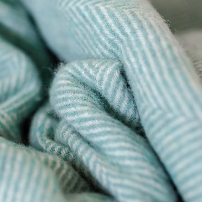 Tartan Blanket Co. Recycled Wool Blanket - Pistachio Green Herringbone