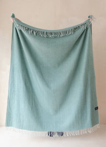 Tartan Blanket Co. Recycled Wool Blanket - Pistachio Green Herringbone