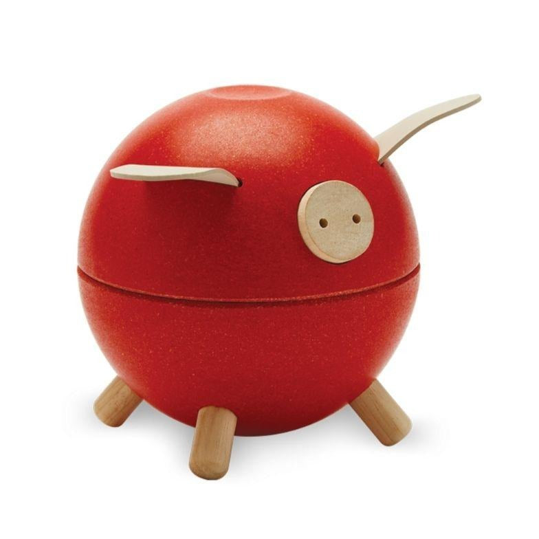 Wooden Piggy Bank - Red *Reduced to Clear*