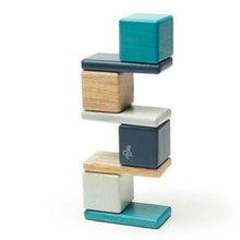 Load image into Gallery viewer, Tegu Pocket Pouch Magnetic Wooden Blocks - 8 Pieces (Blues)