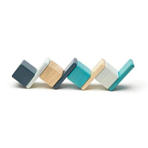 Tegu Pocket Pouch Magnetic Wooden Blocks - 8 Pieces (Blues)