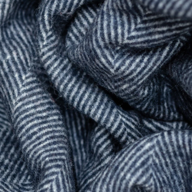 Tartan Blanket Co. Recycled Wool Blanket - Navy Herringbone